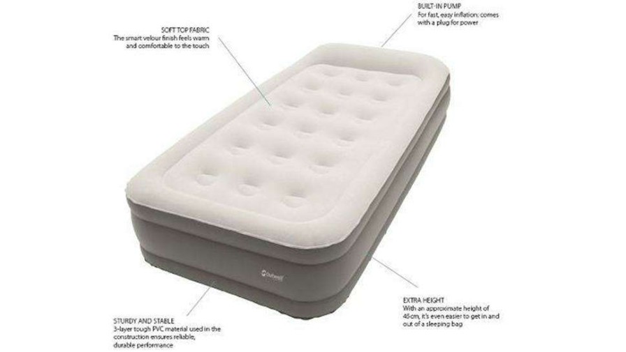 Camp Beds * | Featured Outwell Flock Superior Double Air Bed With Built-In Pump