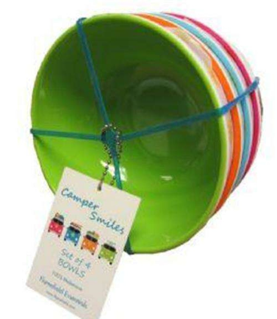 Caravan Supplies * | Promotions Camper Smiles 4Pk Bowl