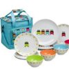 Caravan Supplies * | Fire Sale Camper Smiles 12 Pc Melamine Dinner Set With 16Ltr Cool Bag